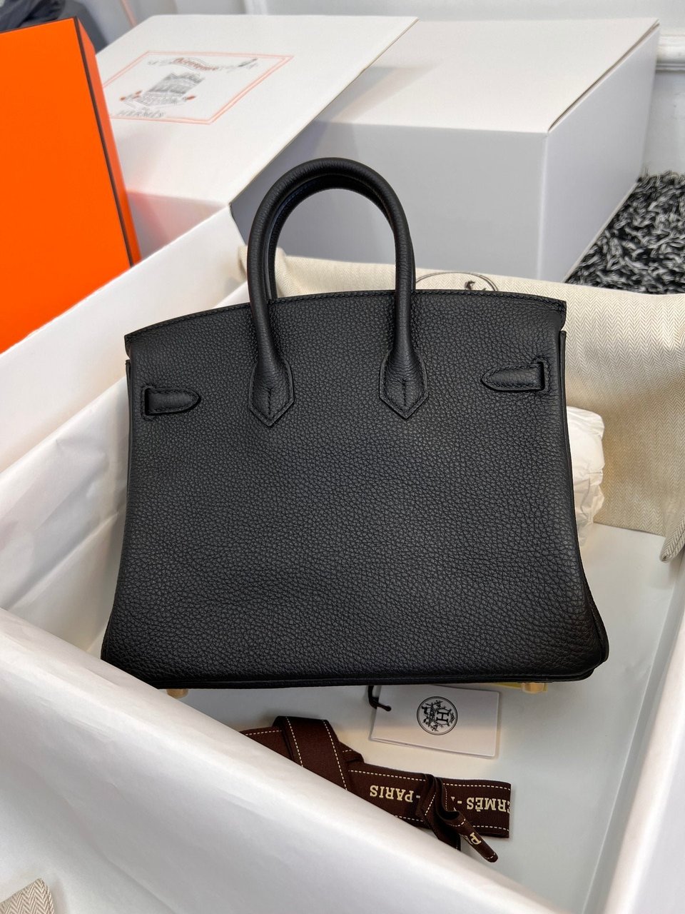Hermes Birkin 25Cm Black Togo Leather Gold Hardware view 5