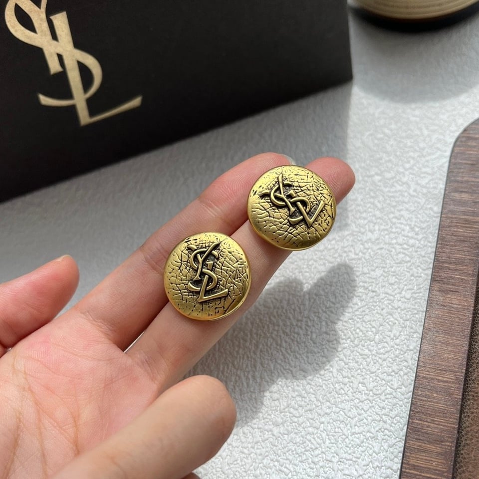 Saint Laurent Ysl Round Earrings Gold view 6