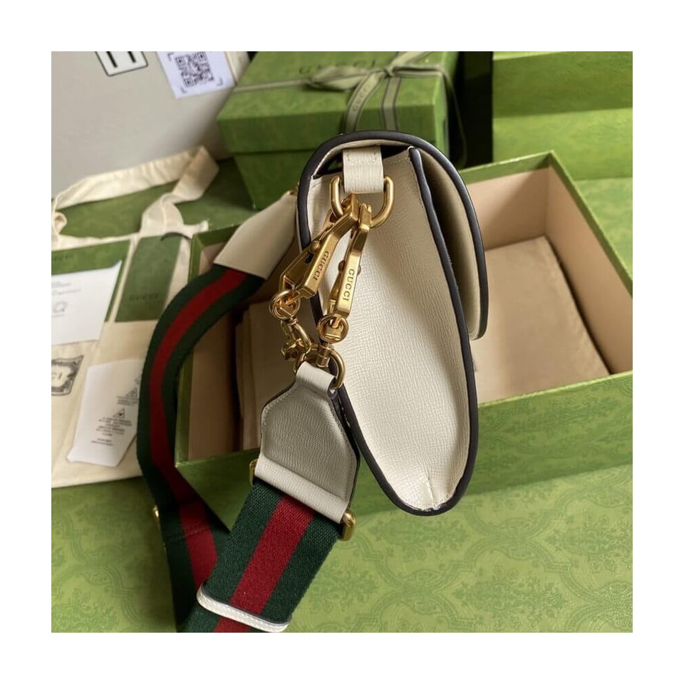 Gucci Horsebit 1955 Small Bag In White Leather view 9