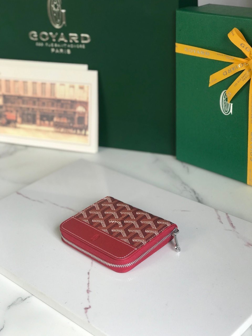 Goyard Matignon Mini Wallet 11cm Classic Red Goyardine Canvas And Calfskin view 3