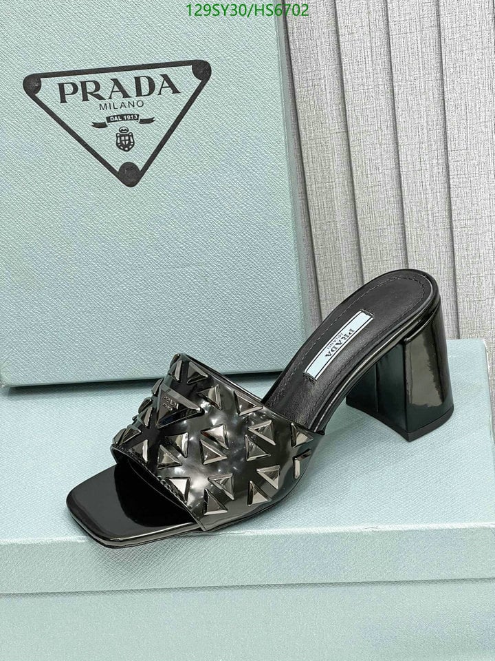 Prada Studded Metallic Leather Mules Black view 7