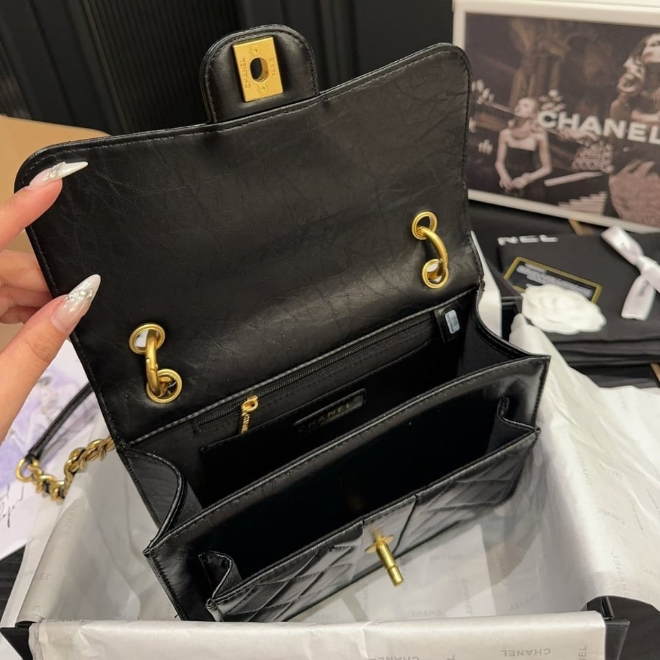 Chanel 23S Retro Backpack With Gold Hardware Black 22Cm/8.7in view 3
