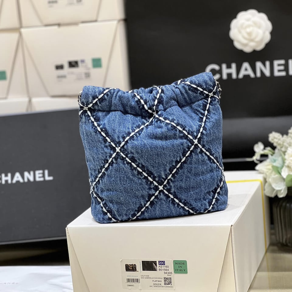 Chanel 22 Mini Handbag in Stitched Denim view 9