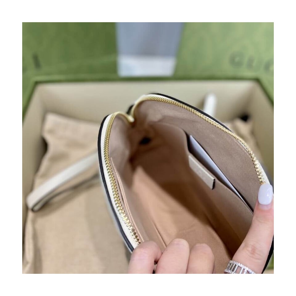 Gucci Ophidia Small Shoulder Bag in White Leather view 16