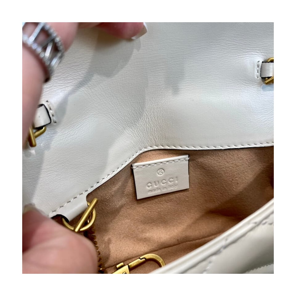 Gucci GG Marmont Matelasse Chevron Leather Super Mini Bag White view 15