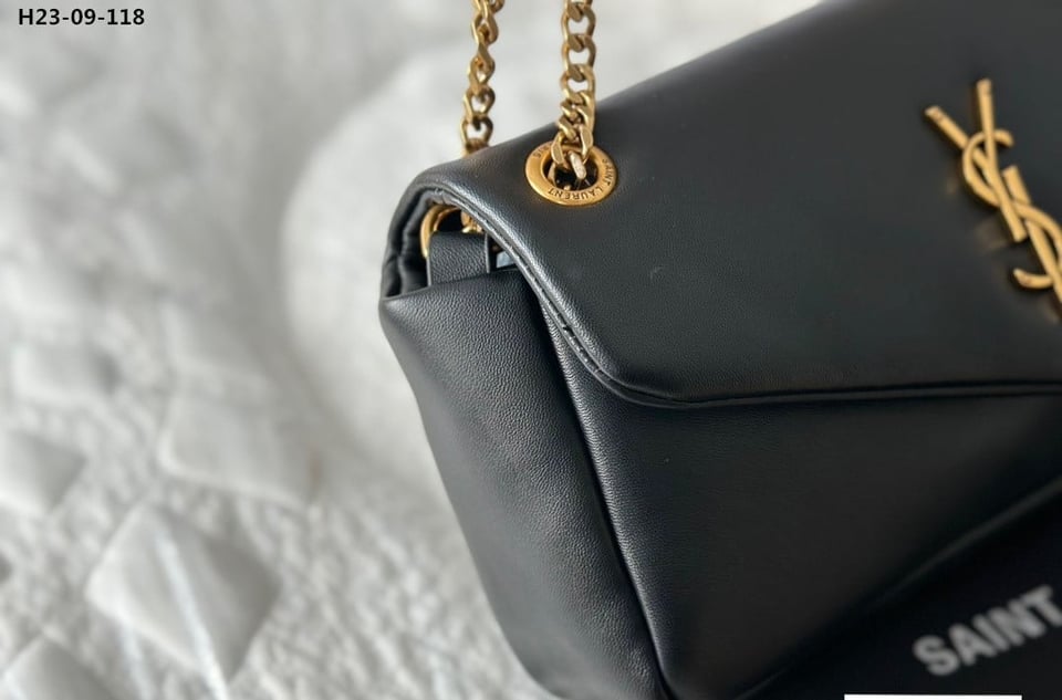 Saint Laurent Calypso Padded Leather Shoulder Bag Black 25Cm view 7