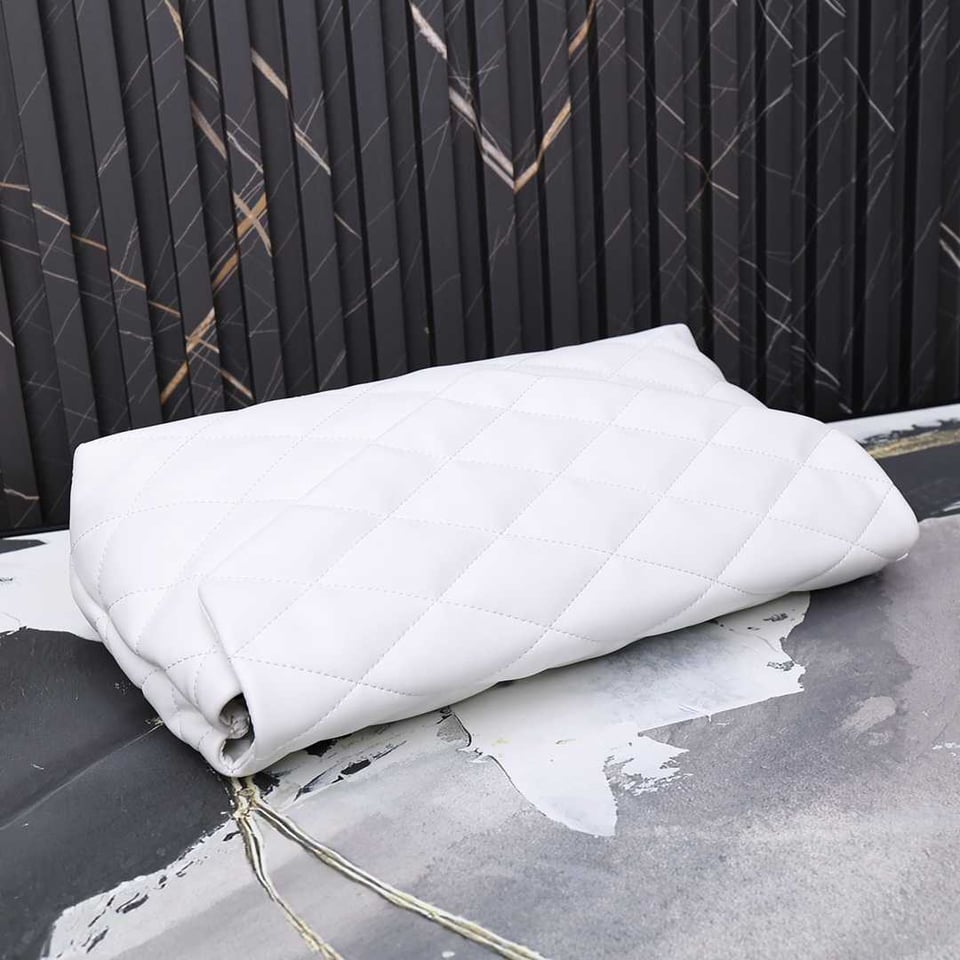 Saint Laurent Sade Puffy Leather Envelope Clutch Bag White view 9