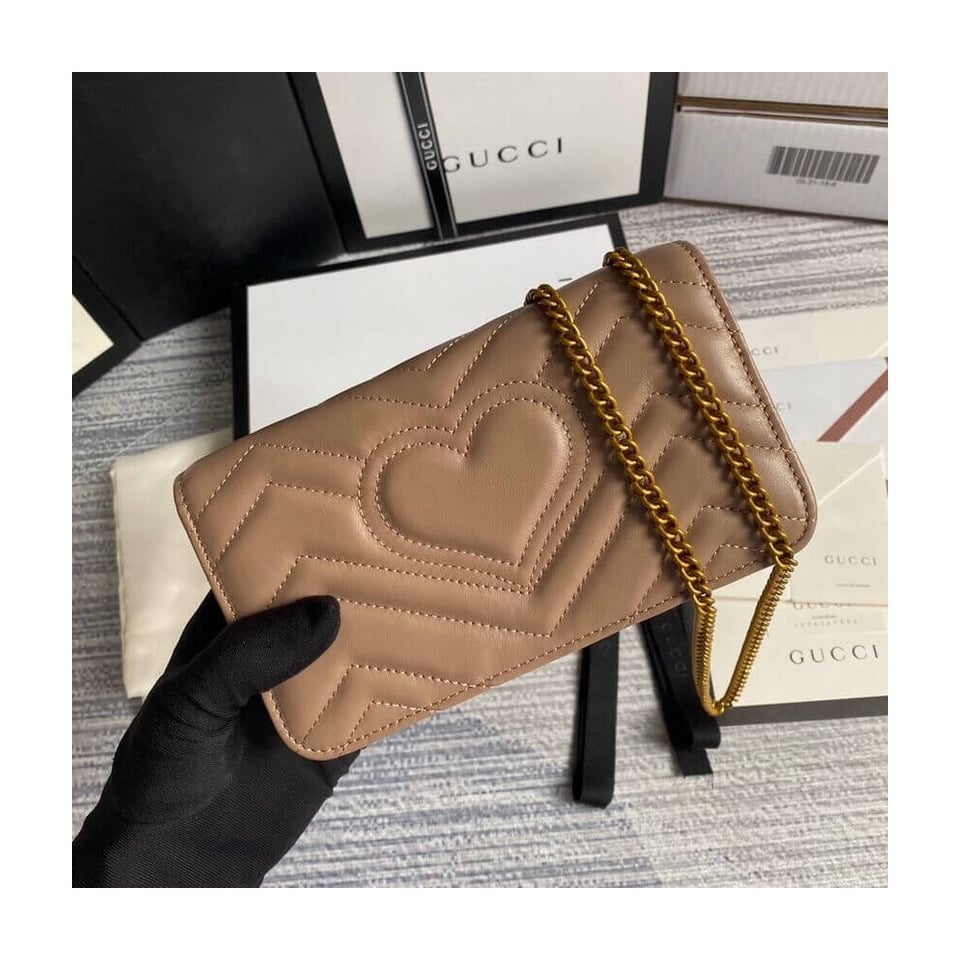 Gucci GG Marmont Mini Bag In Nude Pink Leather view 5