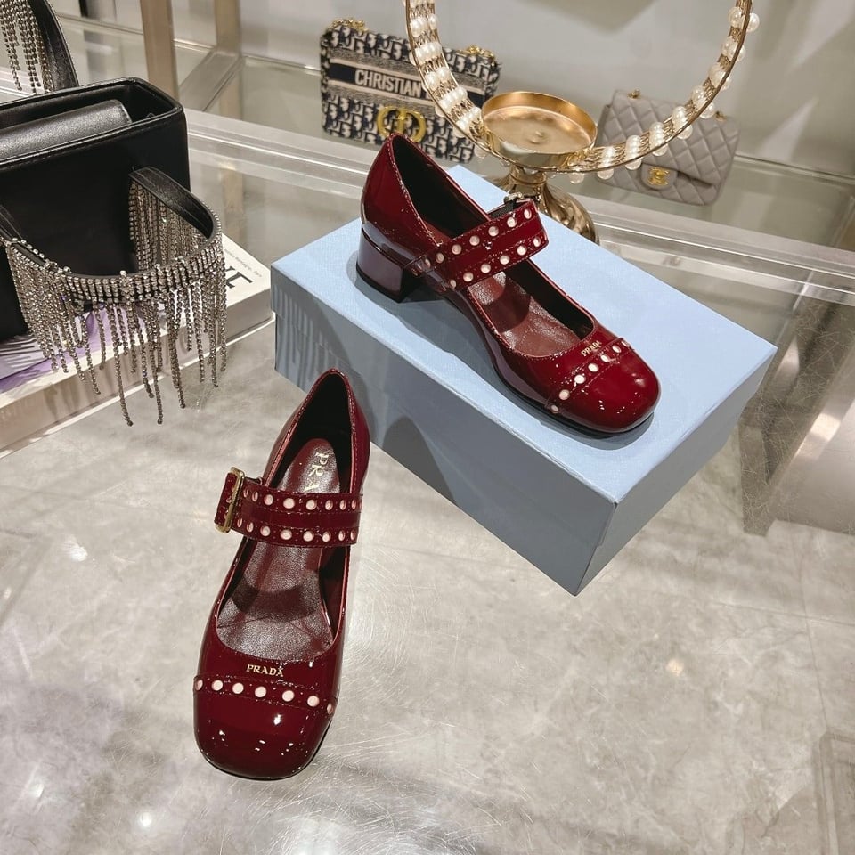 Prada Patent Leather Mary Jane Pumps Red view 7