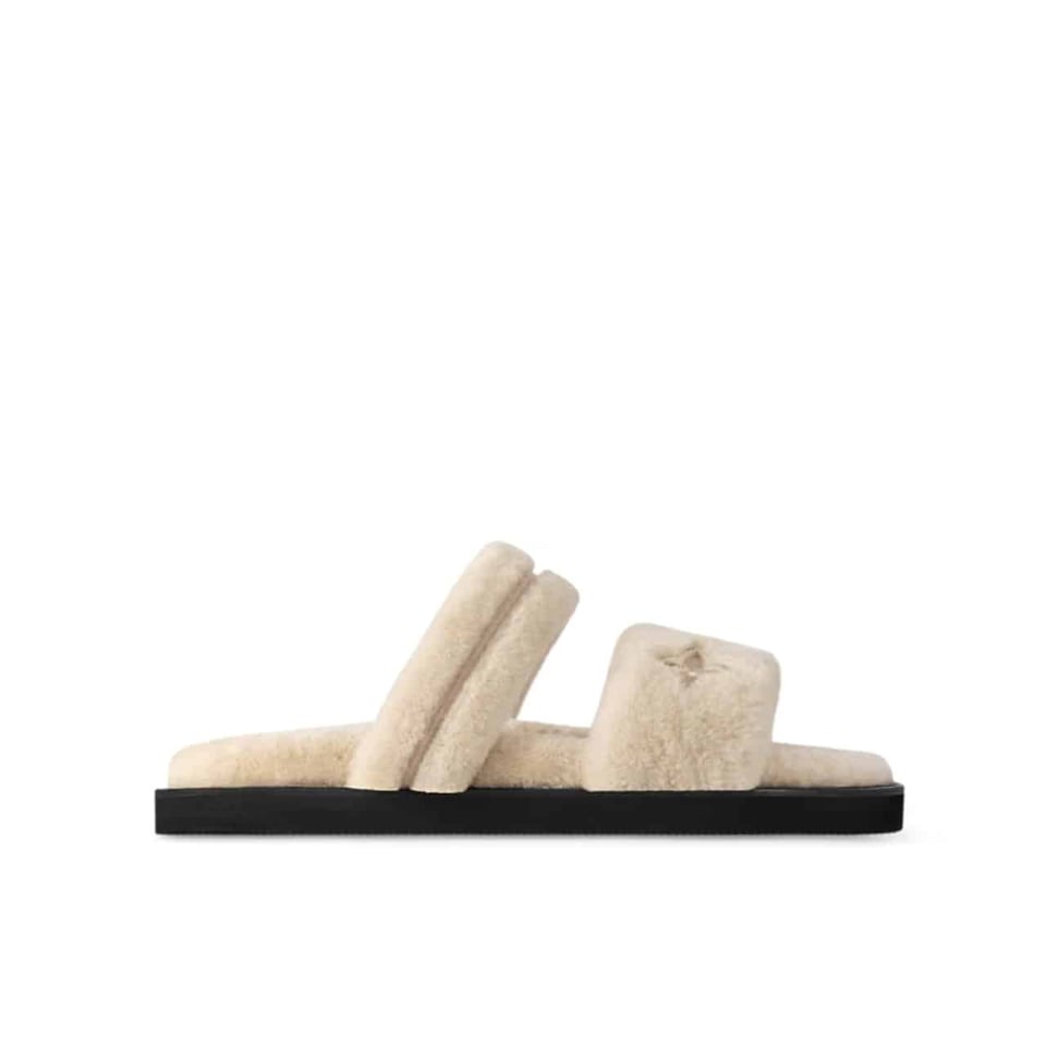 Louis Vuitton Lv Sunset Flat Comfort Mule Shearling Beige 1Adc6L view 2