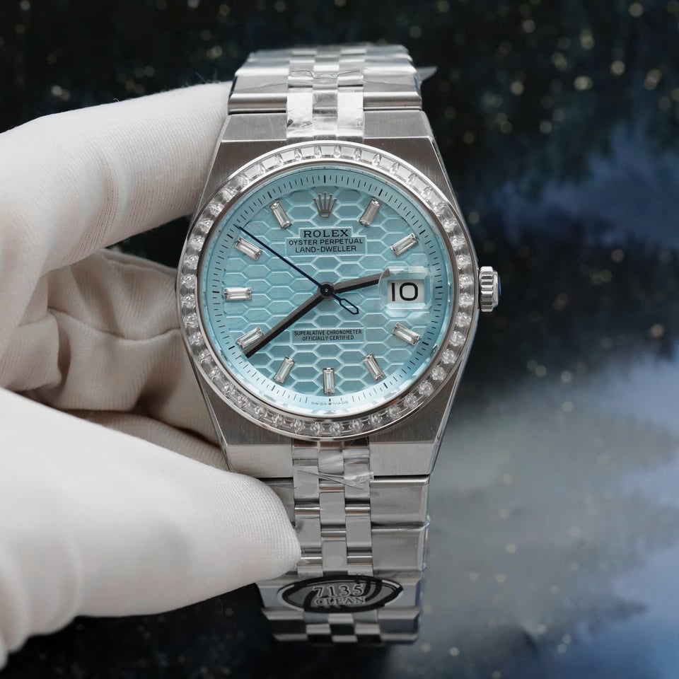 [Superclone] Rolex Land-Dweller 36mm Blue Dial Diamond Bezel Jubilee 127286TBR view 3