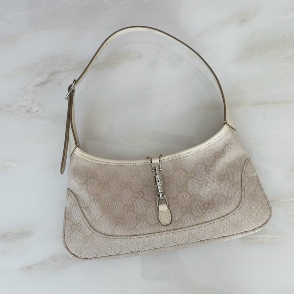 Gucci Jackie Slim Medium Shoulder Bag 27.9cm/11in Ivory GG Canvas 874744 view 6