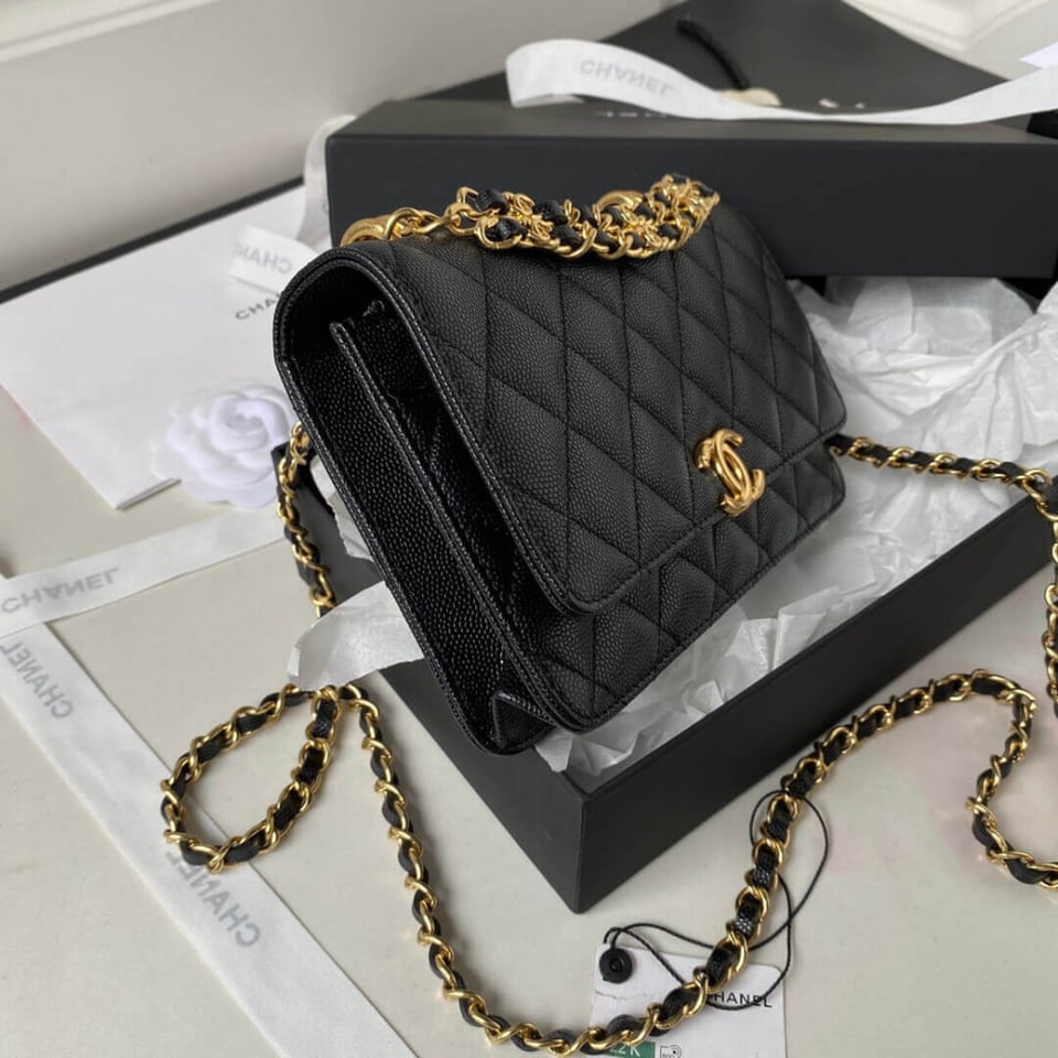 Chanel Grained Calfskin Wallet on Chain 19cm view 8