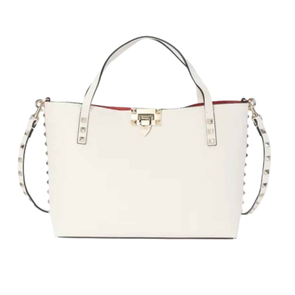 Valentino Garavani Rockstud Small Tote Bag White 28Cm view 2