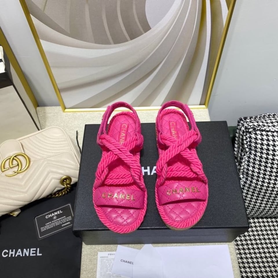 Chanel Rope Sandals Strap Pink view 10