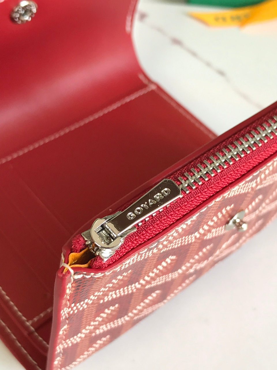 Goyard Saint-Gabriel Wallet Classic Red Calfskin And Goyardine Canvas 12cm view 4