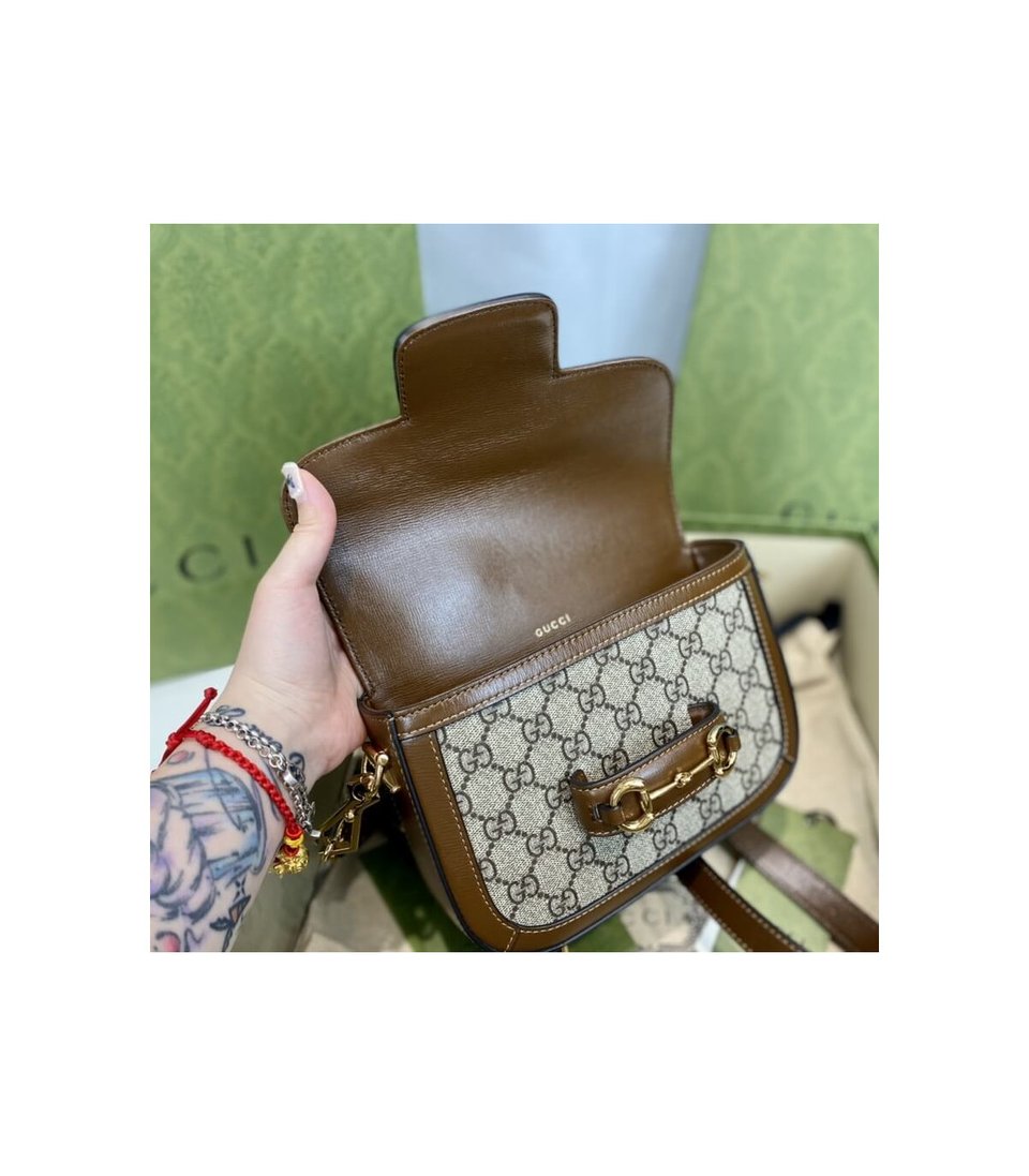 Gucci Horsebit 1955 Mini Bag in GG Supreme Brown view 12