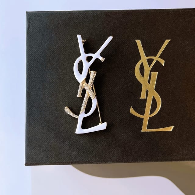 Saint Laurent Ysl Brooch White