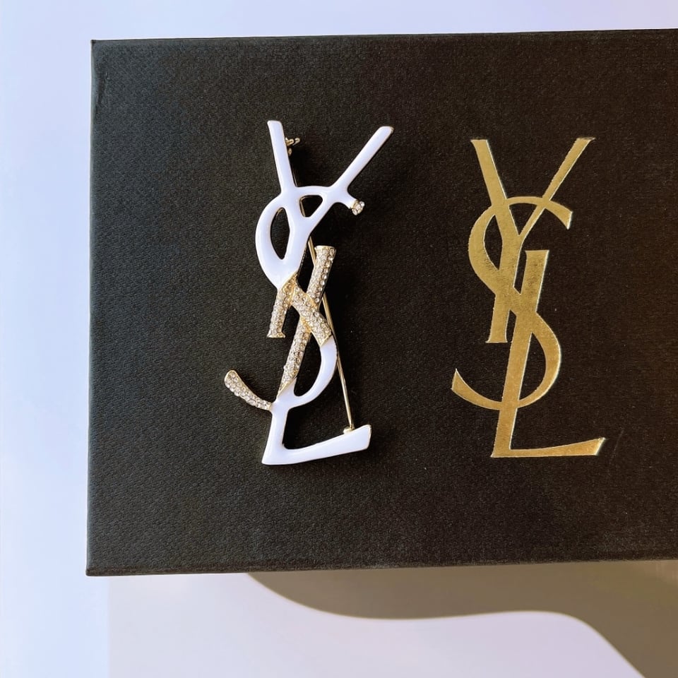 Saint Laurent Ysl Brooch White