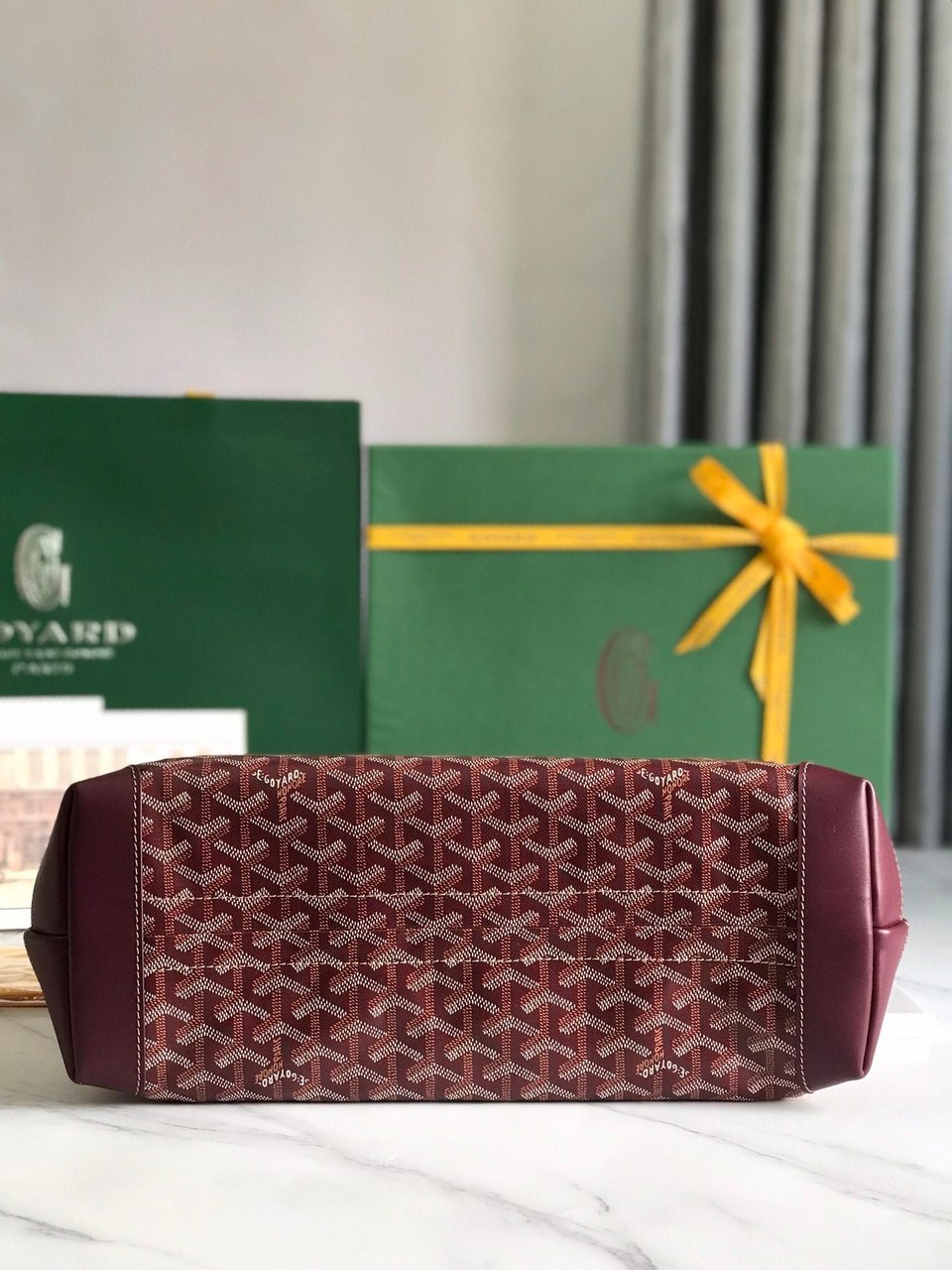 Goyard Bellechasse Biaude Pm Bag 36cm Wine Red Goyardine Canvas And Calfskin Trim view 8