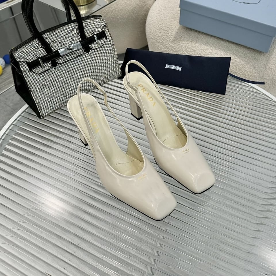 Prada Patent Leather Slingback Pumps Ivory 1I838N 069 F0304 F 085 view 6