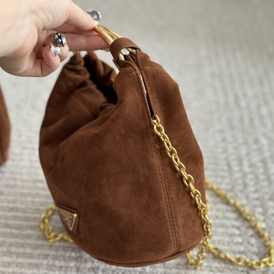 Prada Suede Mini Bag Cocoa Brown 19Cm view 8