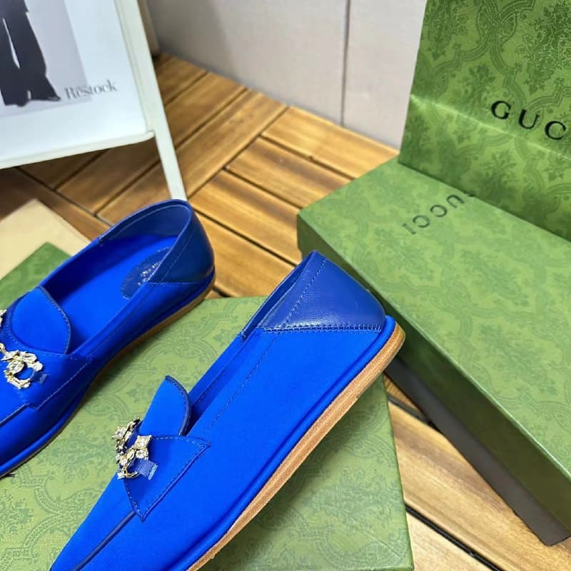 Gucci Horsebit Loafer With Crystals Blue Satin 759780 Knd90 4380 view 9