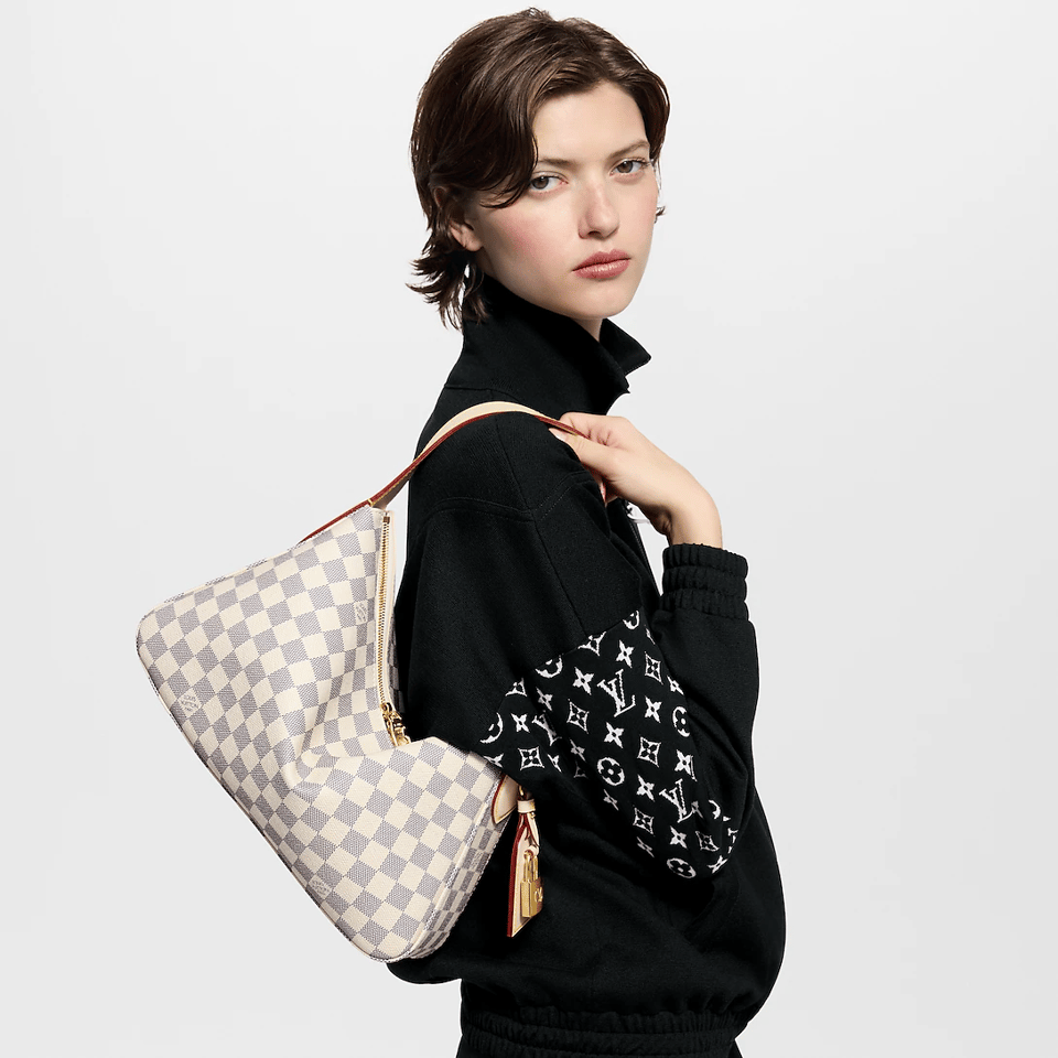 Louis Vuitton Slouchy PM Small Damier Azur Shoulder Bag 33cm/13in N00116 view 3
