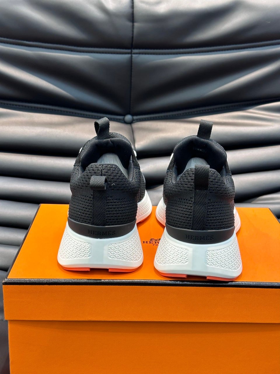 Hermes Heros Sneaker Black Orange H232985Zh05400 view 7