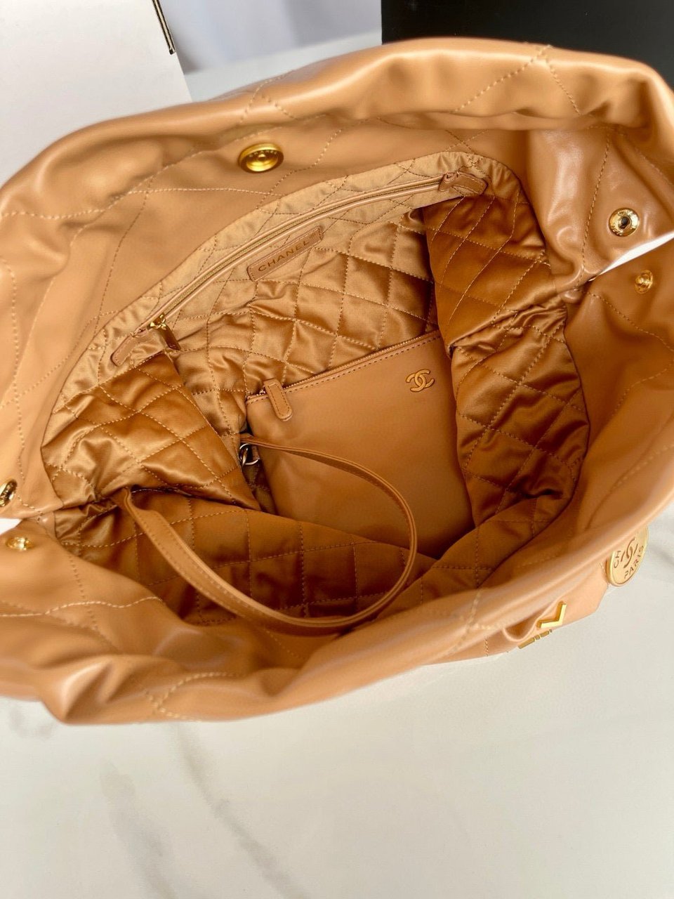 Chanel 22 Hobo Brown Calfskin Gold Hardware view 9