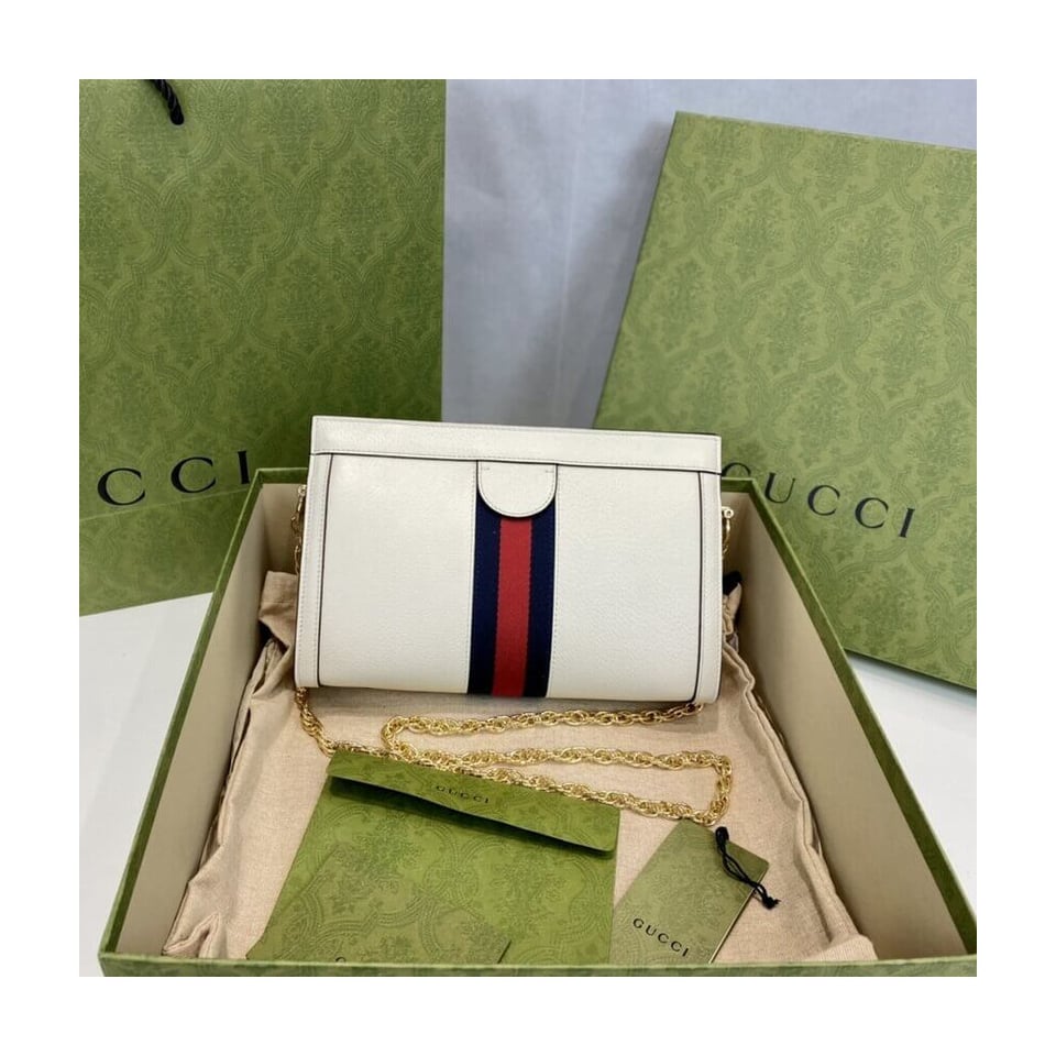 Gucci Ophidia Small Shoulder Bag in White Leather view 8