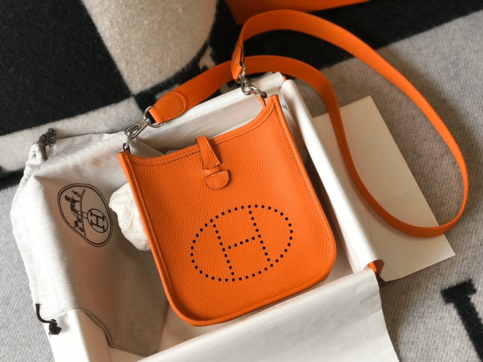 Hermes Evelyne 16 Amazone Bag Orange With Silver Toned Hardware 18cm view 5