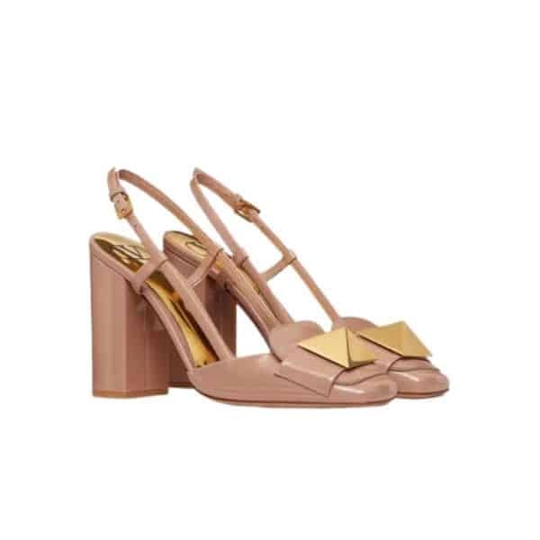 Valentino Garavani One Stud Patent Leather Slingback Pump Rose Cannelle view 2