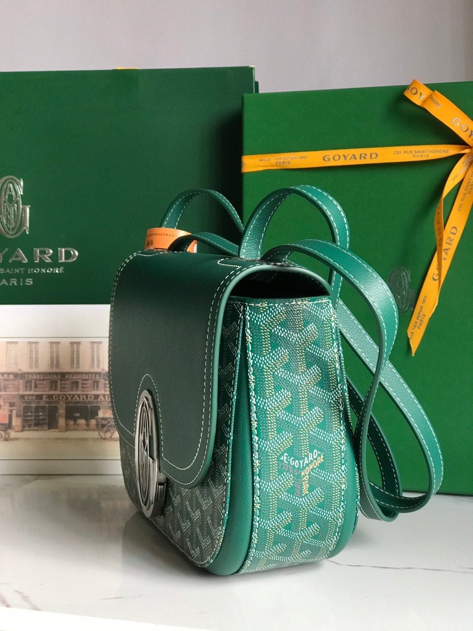 Goyard 233 Bag 25 Cm Green Calfskin And Goyardine Canvas 25cm view 10