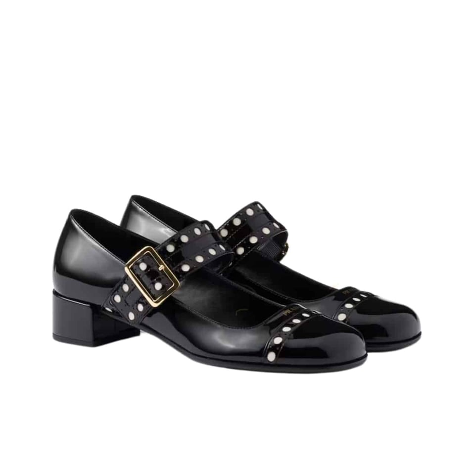 Prada Patent Leather Mary Jane Pumps Black 1I816N 069 F0002 F 035 view 2