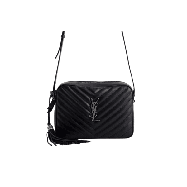 Saint Laurent Lou Camera Bag In Quilted Black Noir Leather 23Cm view 2