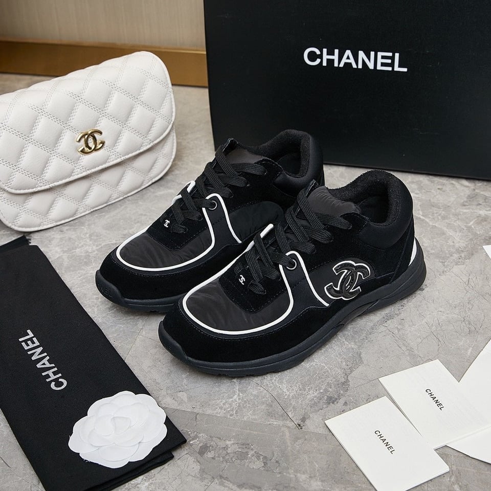 Chanel Suede Reflective Sneakers Black view 9