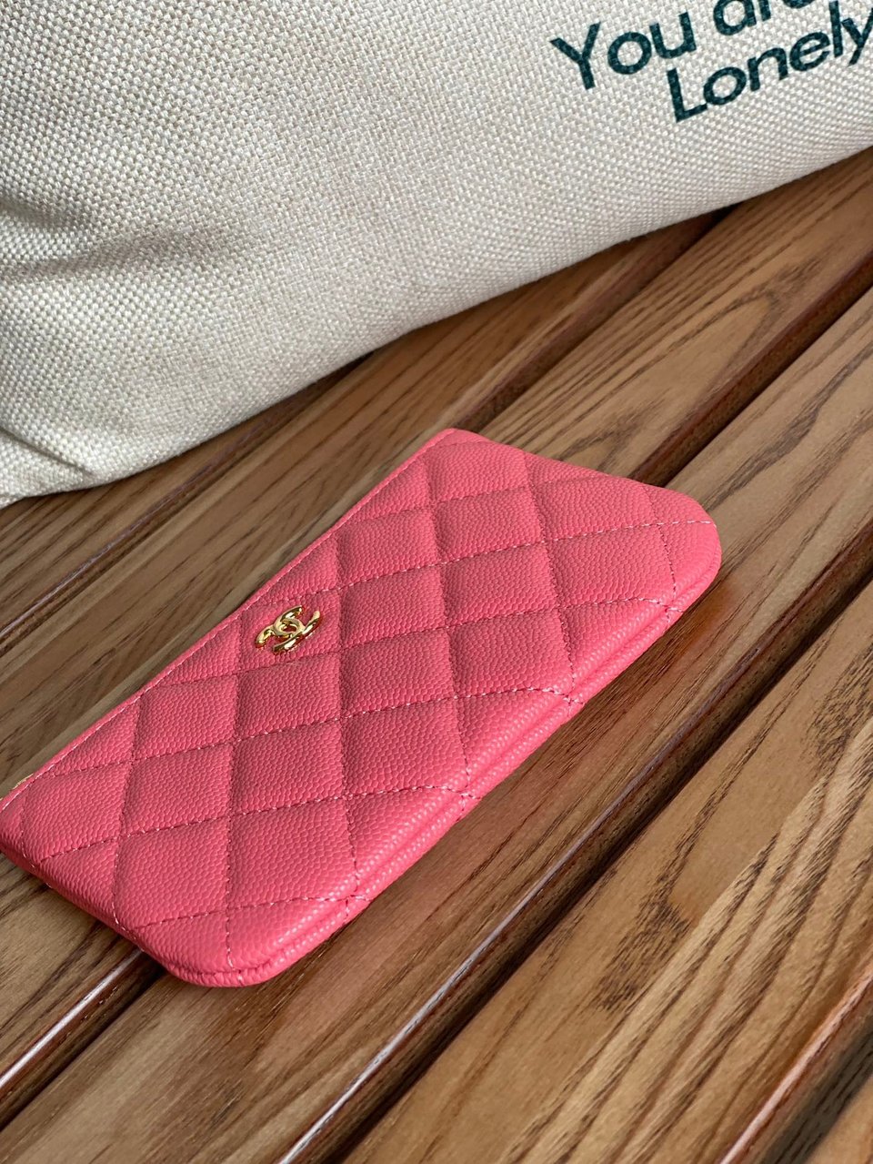 Chanel Zipped Wallet 15 Dark Pink Caviar Gold Hardware view 9