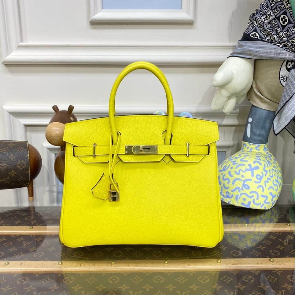 Hermes Birkin 30 Bag Lime Gold Hardware Togo Leather view 3