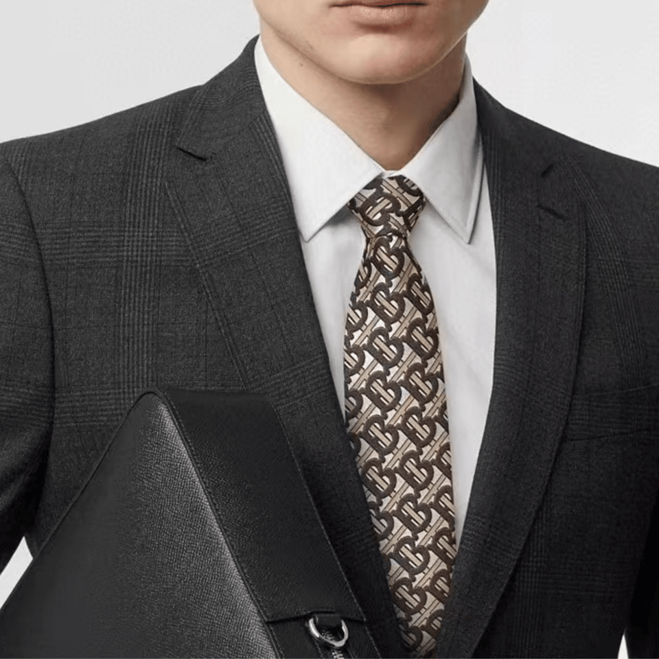 Burberry Brown Monogram Canvas Tie For Men view 6