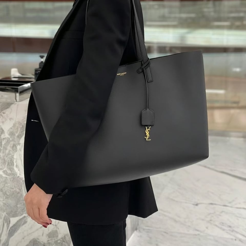 Saint Laurent Shopping Leather Black 37Cm view 8