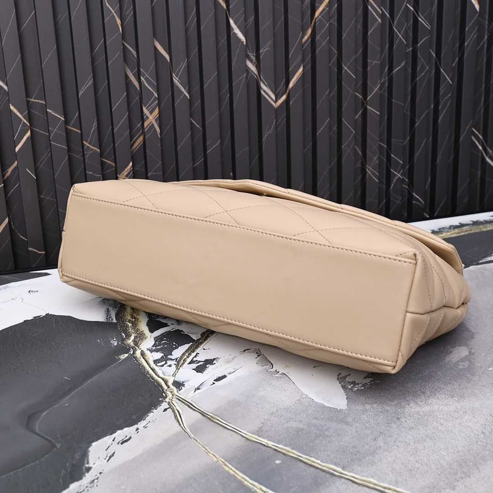 Saint Laurent Sade Puffy Leather Envelope Clutch Bag Beige view 3