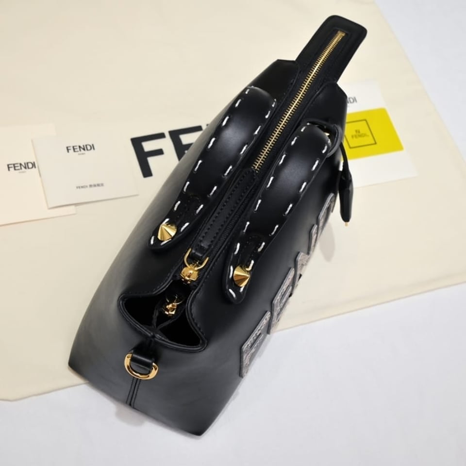 Fendi By The Way Medium Boston Bag Elaphe Black 27cm view 6