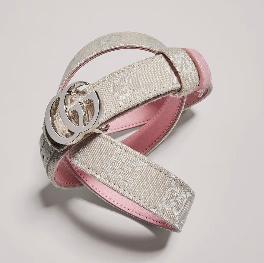 Gucci Reversible GG Marmont Thin Belt Pink And Ivory GG Canvas ‎A002CC FAGA9 8563 view 3