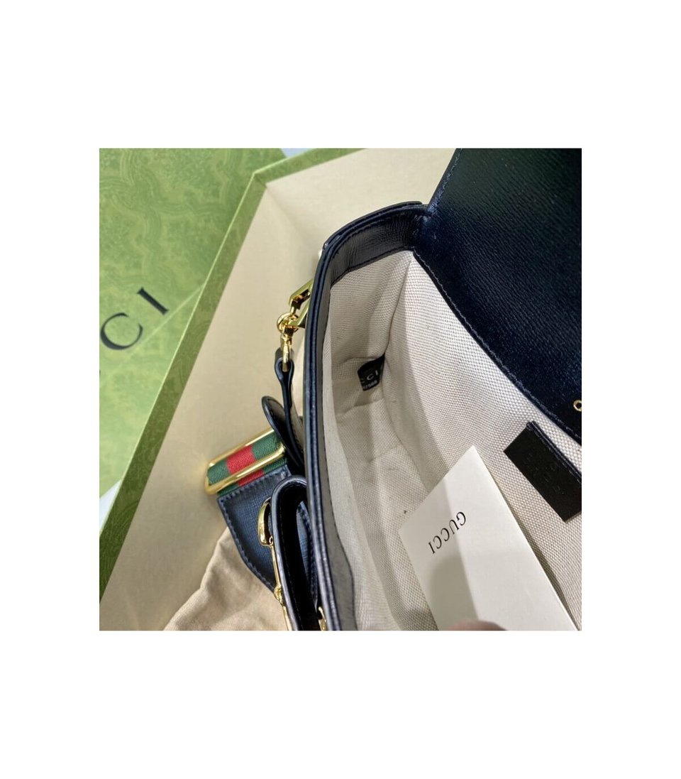 Gucci Horsebit 1955 Mini Bag in Black Leather 20.5cm/8.1in view 13