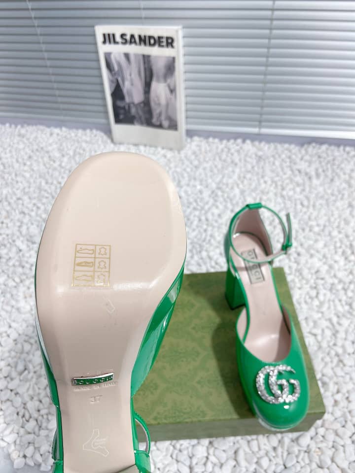 Gucci Women’S Platform Pump With Green Double G ?762386 Bnc00 3727 view 9