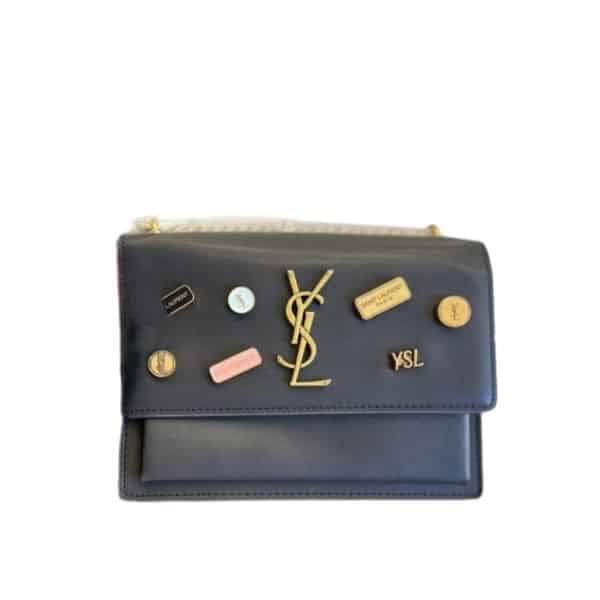 Saint Laurent Sunset Chain Bag In Smooth Leather With Sticker Black 22Cm view 2
