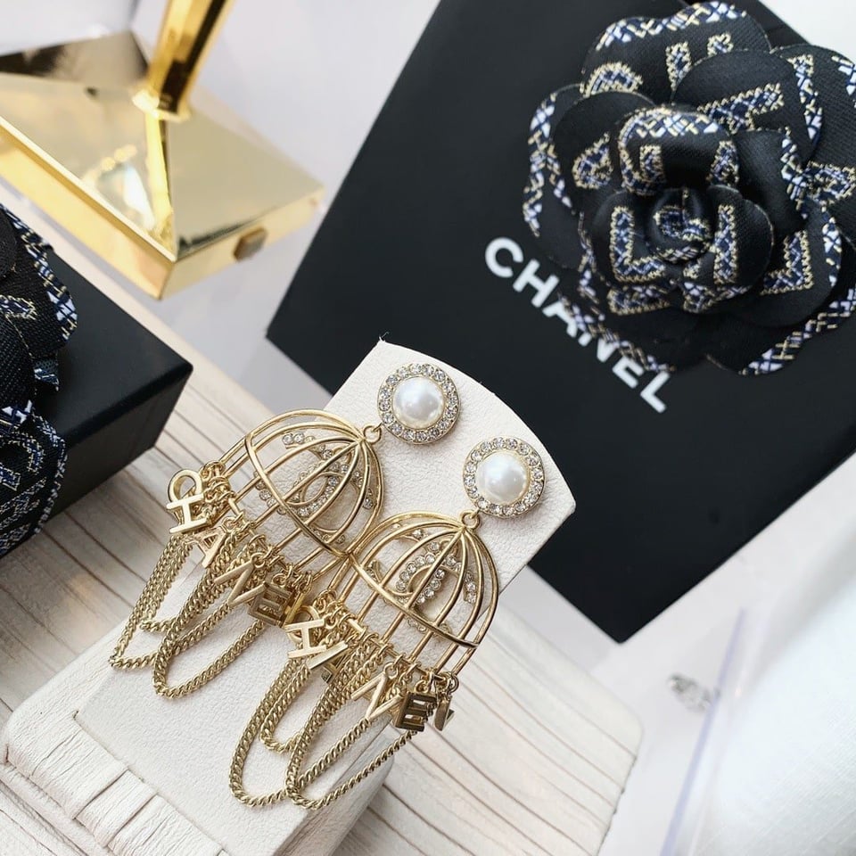 Chanel Birdcage Golden Earrings view 7