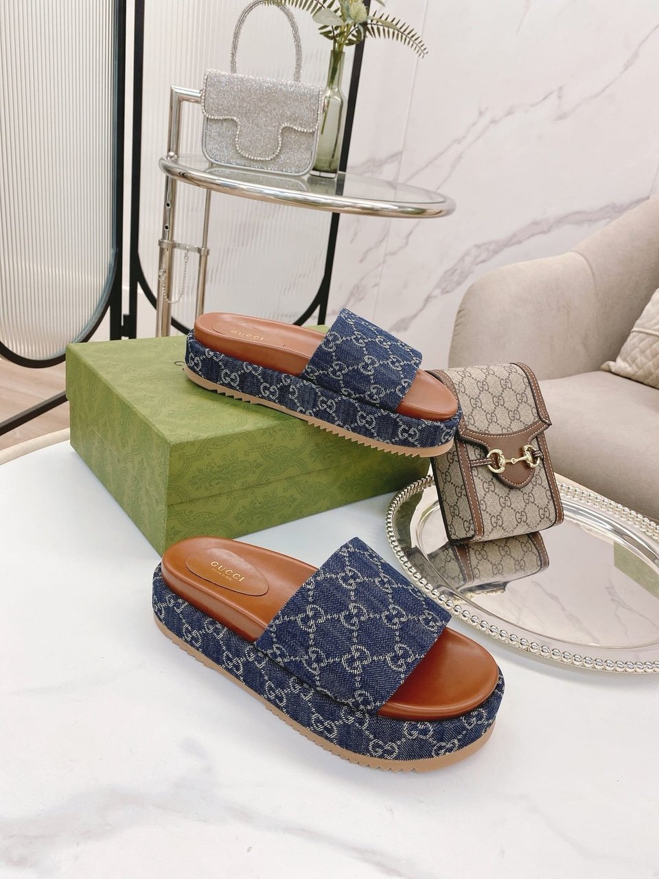 Gucci Women’S Platform Slide Sandal Blue ?623212 2Kq00 4402 view 8