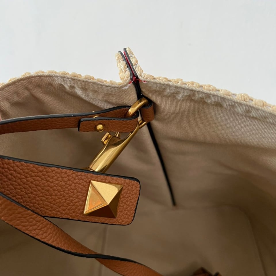 Valentino Garavani Summer Woven Natural Brown Leather Tote Bag 35cm/13.8in view 9